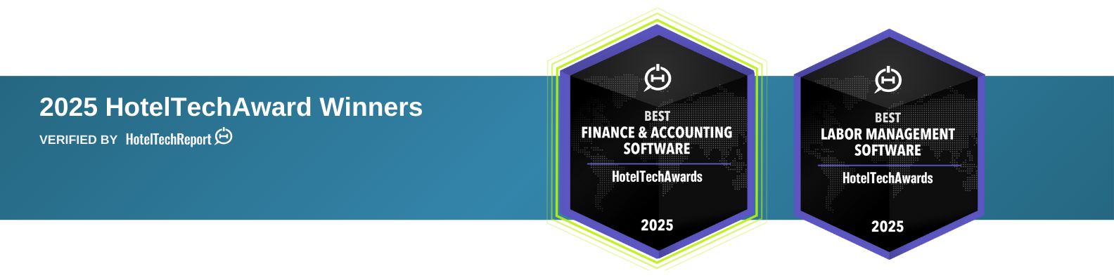 HotelTechAward 2025 Best Finance & Accounting Software Best Labor Management Software Banner